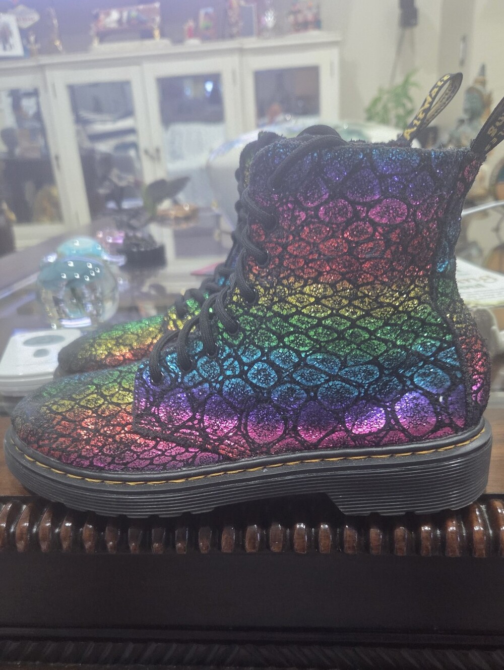 Dr. Martens Kids Rainbow Glitter Lace-Up Boots